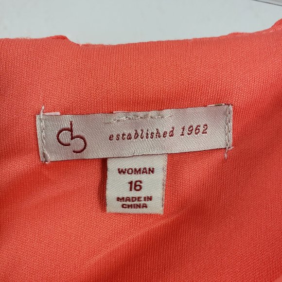 CB Women's Orange Lined Embroidered Fishnet Zip Back Sleeveless Dress - Picture 5 of 13